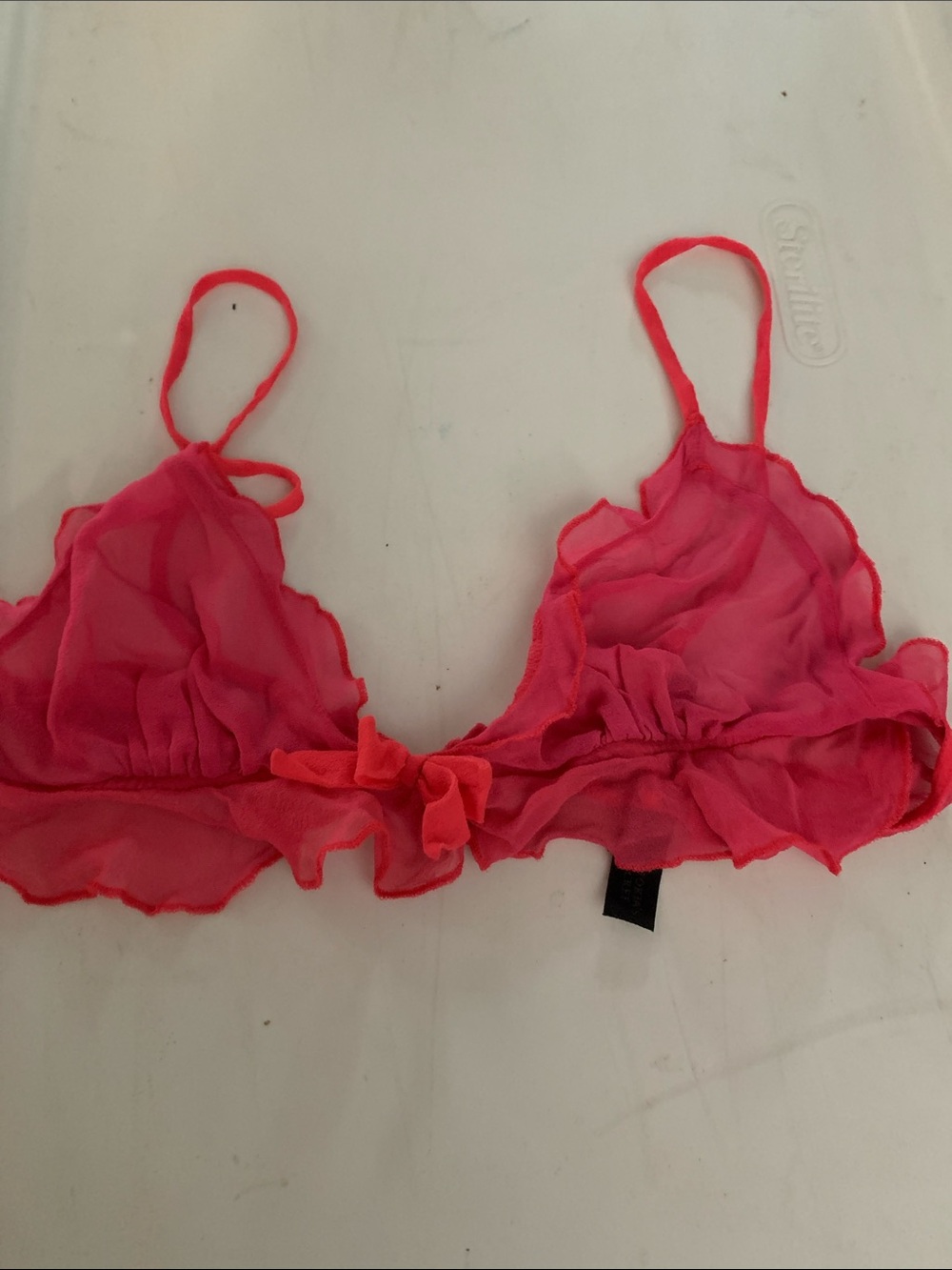 Victoria's Secret Sheer Ruffle Bralette in Bright Pink